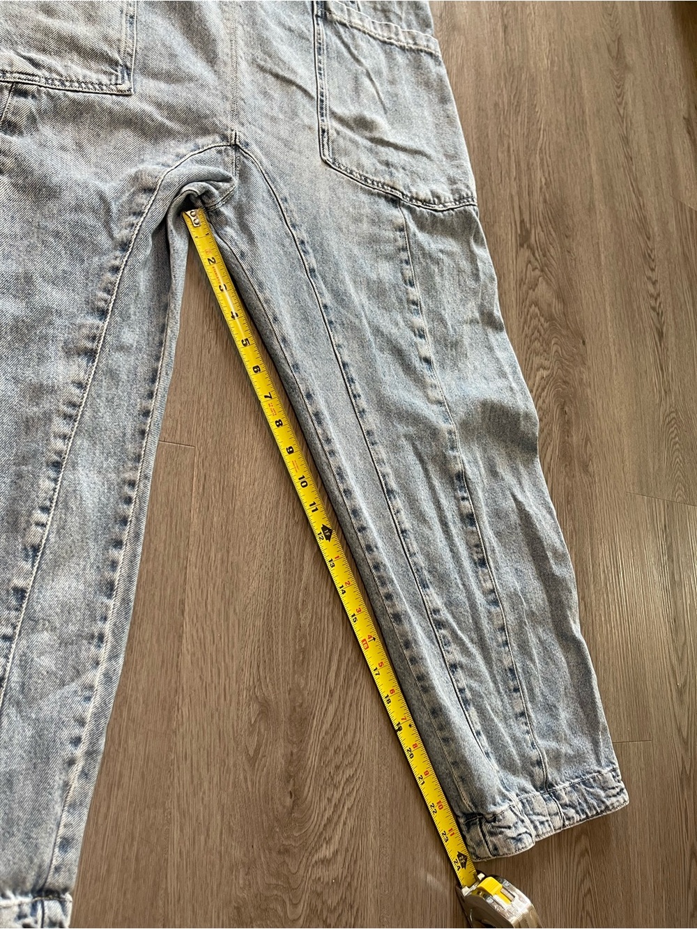 We The Free Light Blue Denim Overalls with Cream Layering Tee - Picture 6 of 11